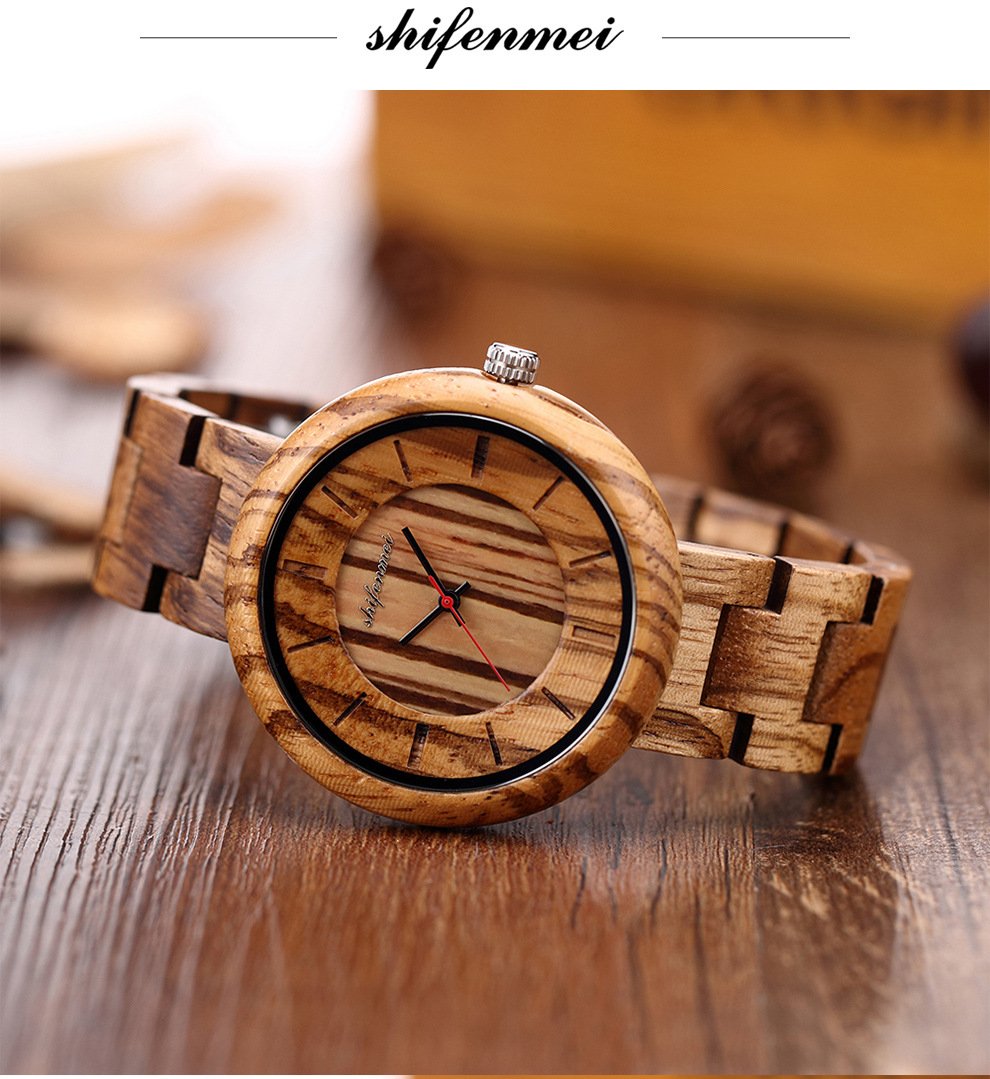 Women's Watch Wooden Green Fashion Quartz Watch