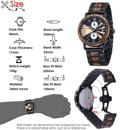 Wood Watch Men's Multifunctional Intermetal Wood Watch Cool Fashion Watch