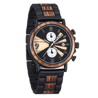 Wood Watch Men's Multifunctional Intermetal Wood Watch Cool Fashion Watch