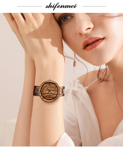 Women's Watch Wooden Green Fashion Quartz Watch